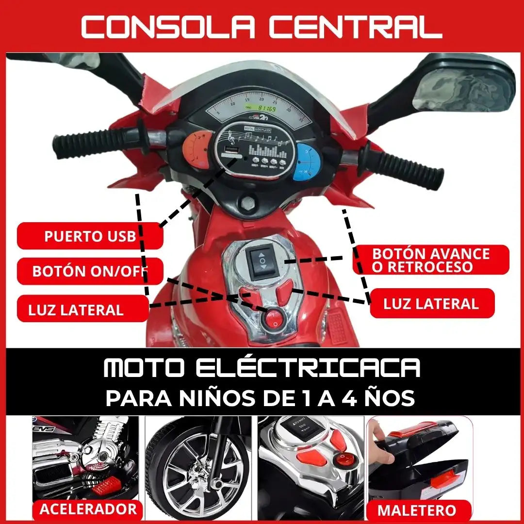 Moto eléctrica  recargable™️¡Aventura en Tres Ruedas para los Pequeños!