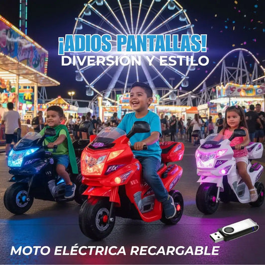 Moto eléctrica  recargable™️¡Aventura en Tres Ruedas para los Pequeños!